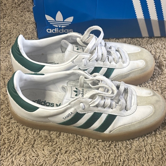 adidas Sambae White and Green Sneakers - Picture 5 of 9